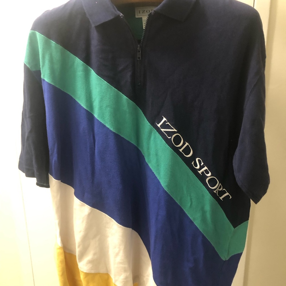 Izod Polo with Green Inner and Navy Trim